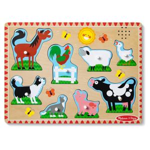 Melissa & Doug Farm Animals Sound Puzzle - Wooden Peg Puzzle with Sound Effects (8 pcs) (Pack of 3)