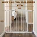 Baby Gate with Door, 26-40" Auto Close Dog Gate Indoor for Stairs Doorways, Easy Install Pressure Mounted Pet Gate, Easy Walk Through Child Safety Gate for the House, White