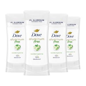 Dove Aluminum Free Deodorant for Women Cucumber and Green Tea 72 hour odor protection 2.6 oz Pack of 4