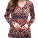 Misakia Tops for Women Trendy 2025 Dressy Casual V Neck Long Sleeve Fall Winter St Patricks Day Shirt Women Tunic Tops Soft Blouses Shirts Business Casual Outfits Ladies Tops (Blue, M)