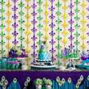 Mardi Gras Tinsel Backdrop 2 Pack Mardi Gras Metallic Fringe Curtain Purple Gold Green Color Foil Backdrop Party Streamer Mardi Gras Photo Booth Props for Carnival Bithday Party Decoration, 3.3x6.6ft