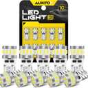 AUXITO Latest 194 LED Bulb 6500K Bright White, Canbus Error Free 168 2825 T10 W5W LED Bulb for Car Dome Door Map Courtesy Trunk Cargo License Plate Lights, Pack of 10