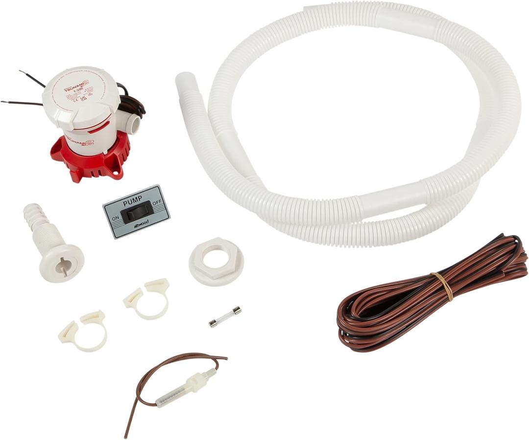 Attwood 5614-7 Tsunami Mk2 T1200, 24V, Manual Bilge Pump, 1200 GPH, With Fittings (Elbow & Straight), Direct Replacement For Attwood 4613-1
