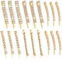 15 Pieces Rhinestone Hair Clips Metal Rhinestone Hair Pins Clear Crystal Bobby Pins for Women Luxury Hair Barrettes Bling Hair Pins Hair Accessories for Party Wedding Daily(Gold)
