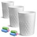 YGJT Small Trash Can, 3 Pack 1.8 Gallons Bathroom Trash Can, Slim Waste Basket, Round Garbage Can, Plastic Trash Bin for Kitchen, Dorm, Bedroom, Office, Living Room, Study, Compact Spaces(White W)