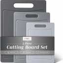 COOK WITH COLOR Non-Slip Cutting Board Set Kitchen Essentials with Easy Grip Handle for Meat, Veggies, and Fruits, 3 Cutting Boards, Gray