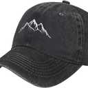 Mountain Hats for Men Black Baseball Cap Women Vintage Adjustable Dad Hat Funny Trucker Hat Summer (Gray)