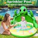 Baby Pool Toddler Sprinkler Water Play Mat, Turtle Baby Pool Float Sprinkler for Kids- Inflatable Kiddie Pool with Canopy Outdoor Water Toys for Summer Play Center Backyard Water Activity Games