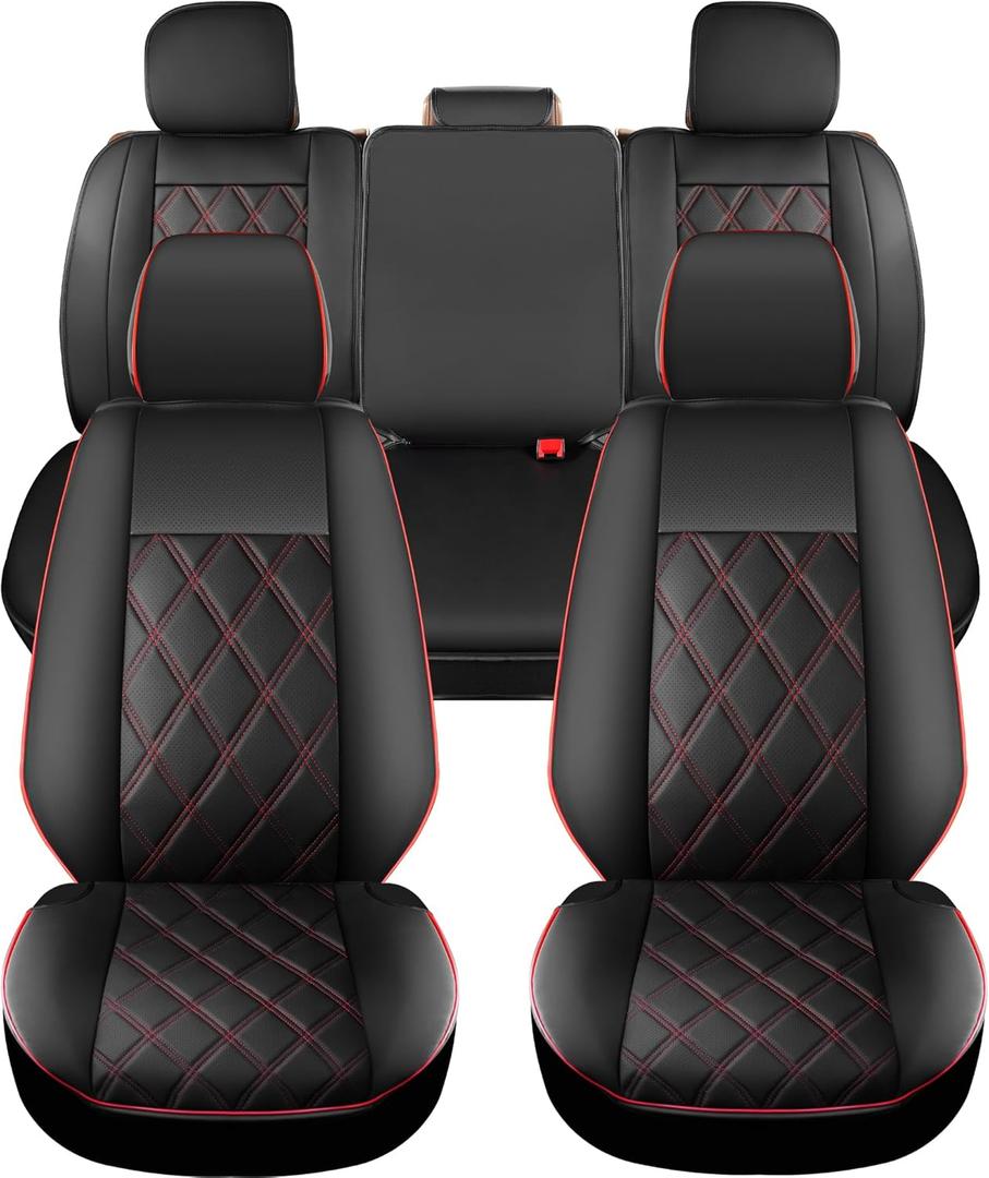 for Tacoma Seat Covers Custom Fit for 2016-2023 Crew Double Access Cab/Extended Cab Toyota Tacoma with Water Proof Faux Leather - Center Console Armrest Covers - Fully Covered