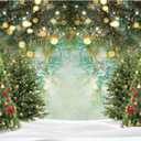 Allenjoy 7x5ft Christmas Wonderland PineTree Backdrop Glitter Polka Spot Winter Snowfield Photography Background Family Festival Celebration Baby Kids Birthday Party Selfie Pictures Photo Booth Props