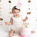 Pink Bow 1/2 Birthday Hat- Pink half Birthday hat, Princess 1st Birthday Supplies,Half Birthday Decorations for Girls