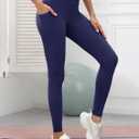 KevaMolly High Waist Leggings for Women Tummy Control Yoga Pants with Pockets Running Athletic Workout Leggings 4 Way Stretch (Blue)