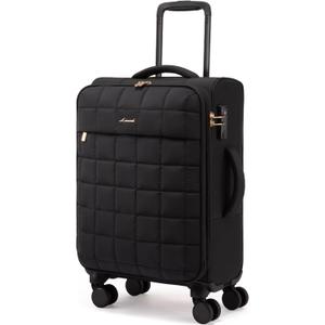 LOVEVOOK Carry On Luggage 22x14x9 Airline Approved, 20 Inch Softside with Wheels, Lightweight Spinner Suitcase with TSA Lock, Water-Resistant Large Capacity for Travel, Black