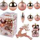 Kalolary Christmas Ball Ornaments 30PCS Xmas Hanging Balls Shatterproof Christmas Decorations Matte Shiny Christmas Tree Balls Assorted Christmas Decor for Wedding Party Festival Supplies (Rose Gold)