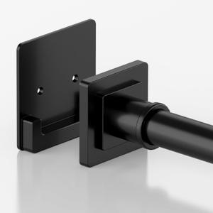 Matte Black Shower Curtain Rod 31-79 inches with Holders, Stainless Steel Shower Rod & Tension Rod, Adjustable Tension Shower Curtain Rod for Bathroom, Windows, Closet