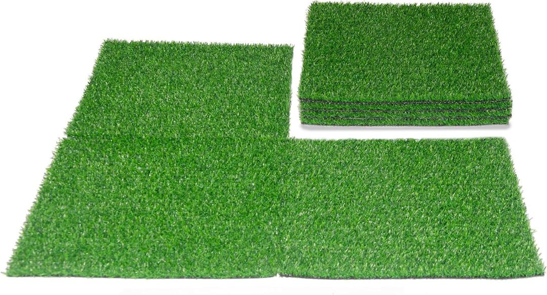 Artificial Grass Patch 6x6 Inch,Realistic Synthetic Turf with Drainage Holes,0.35 Inch Synthetic Garden Grass Tiles Faux Grass Rug for Crafts Patio Wall Decor