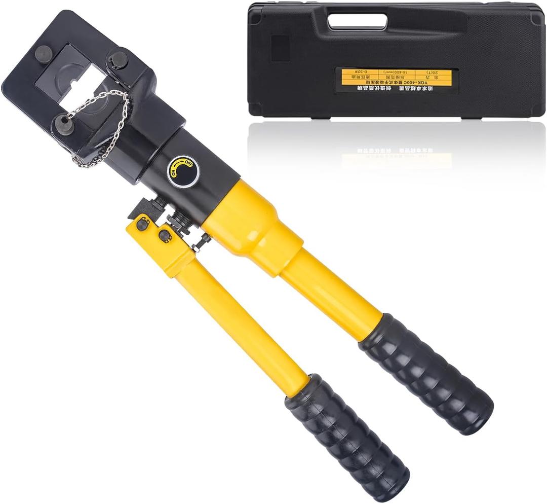 16 Ton Hydraulic Cable Lug Crimper Pliers 6 AWG to 800 MCM Hand Operated Hydraulic Crimping Tool Kit Wire Terminal Lug Battery Crimping Crimper with 12 Dies