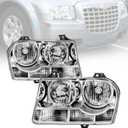 For 2005 2006 2007 2008 2009 2010 Chrysler 300 Headlight Assembly Replacement for 05-10 Chrysler 300 Head Lights Driver and Passenger Side, Chrome Housing Clear