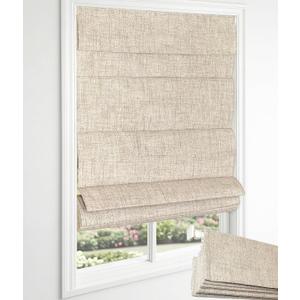 No Drill Roman Shades, Blackout Cordless Roman Shades for Indoor Windows, Thermal Insulated Room Darkening Fabric Blinds for Bedroom & Living Room, 44" W x 64" H, Beige