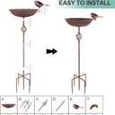 Metal Bird Bath for Outside,Hand-Painted Outdoor Birds Baths Water Bowl with Stake for Garden Patio Yard Lawn Decor, 27.6" H Bird Feeder with 5 Prongs Base,Vintage Freestanding Birdbaths & Birdfeeder