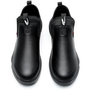 Chef Work Boots for Men, Leather Non Slip Food Service Shoes, for Kitchen, Restaurant, Water&Oil Resistant, Comfortable, Lightweight (Black,8.5)