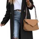 IDEALSANXUN Womens Long Wool Coats Fall Winter Notch Lapel Dressy Peacoat Jackets (XX-Large, Black)