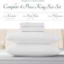 Carressa Linen 100% Egyptian Cotton King Size Sheets Set - Luxury 1500 Series Heliconia Collection Egyptian Cotton Sheets King Size (4 PC, White), 17" Deep Pocket, Sateen Hotel Quality Bedding