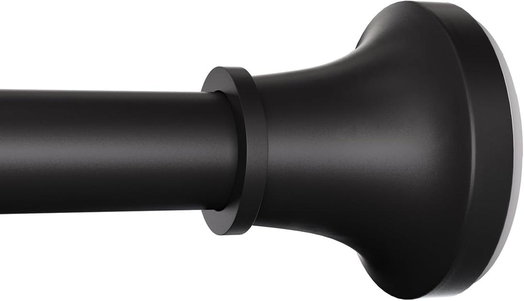STARLATTA Adjustable Shower Curtain Rod 31-80 Inch, Never Rust Stainless Steel Black Tension Rod, 1" Heavy Duty No-Drill for Bathroom, Kitchen & Closet