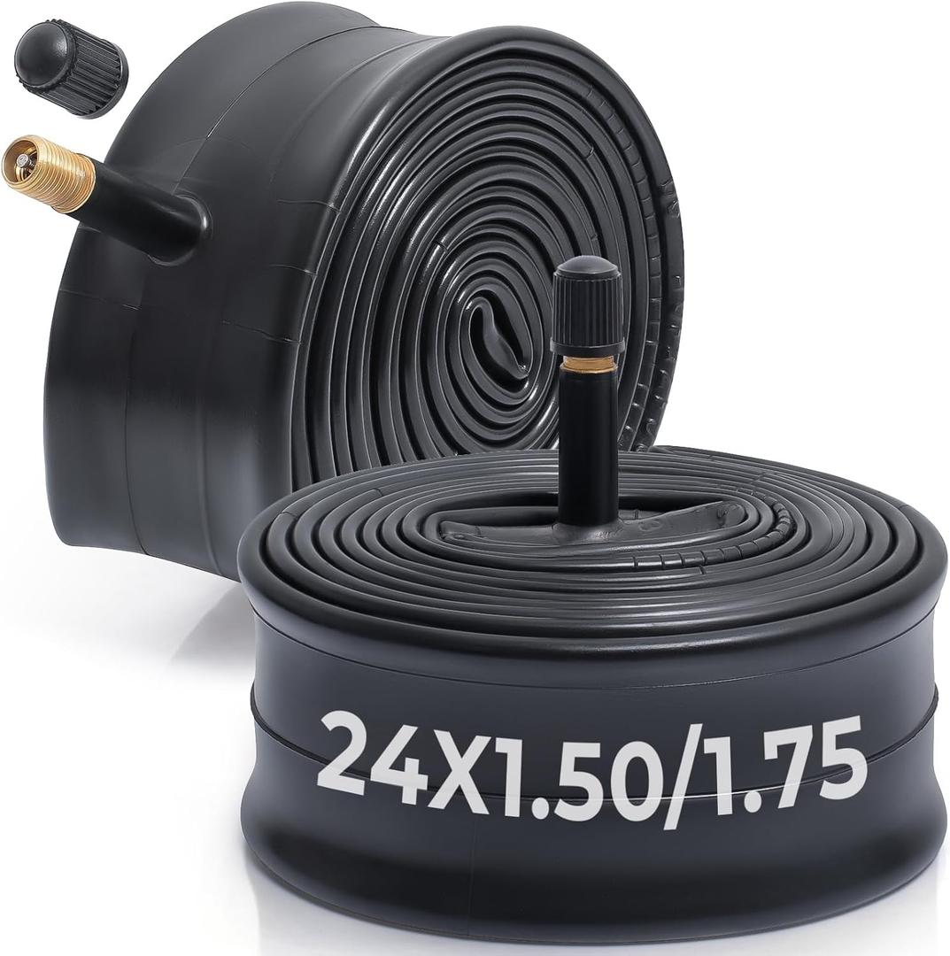 2 Pcs,Premium 24X1.50/1.75 Bike Tubes,Compatible for 24 x 1.50 to 1.75 Bike Tire,with 32mm Schrader Valve,Butyl Rubber,Used for Mountain,Cruiser,City and Road Bikes