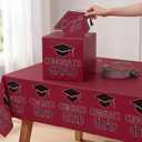 2 x Tenceur Claret and Black Graduation Party Decorations Set 2026 Graduation Card Box Tablecloth and 50 Pack Advice Cards for Guests Welcome Table Graduate Party Favors Decor Supplies Gifts