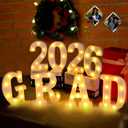 Forwe 2026 Graduation Decorations, 8 LED Marquee Light Up Letters GRAD 2026 Kindergarten High School College Graduation Decorations Party Supplies (White)