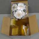 Affrolling 50 Pcs Wedding Favor Boxes with Thanks Card Square Flower Candy Boxes Paper Bridal Gift Box for Guests Wedding Bridal Shower Birthday Party Anniversary (Gold)