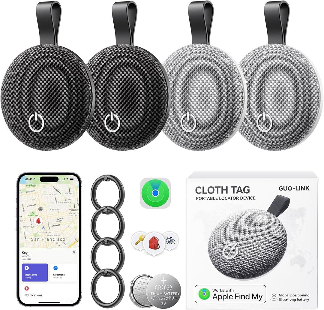 Air Tracker Tag-4 Pack, [Apple MFi Certified] Smart Tag for Apple Find My App, 2025 New Bluetooth Tracker Tag Item Finder for Pet, Key, Luggage, Bike, Wallet, & More (4 PCS Black Gray)