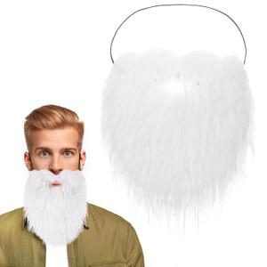 Fake Beard Costume Realistic Beard with Elastic Rope Easy to Wear Fake Mustache Old Man Woman Costume Beard for Adult Halloween Christmas Cosplay Party Accessories(White)