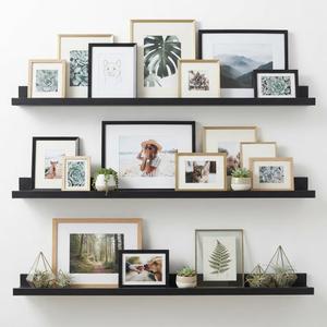 upsimples 35.5'' Long Floating Shelves for Wall Decor and Storage, Black, 35.5in