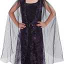 EraSpooky Vampire Costume for Girls Halloween Kids Gothic Bat Dress Victorian Vampiress Outfit 4-10 (Medium)