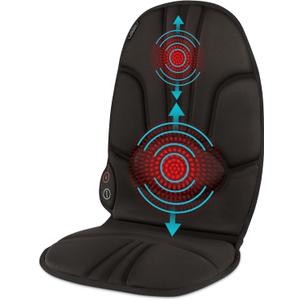 Homedics Portable Heating and Vibrating Back Massage Cushion with Adjustable Intensity and Integrated Straps