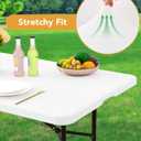 KeyWave Fitted Tablecloth Rectangle Table Cloths - 6 Pack 4 Foot Elastic Stretch Folding Table Top Cover Water-Resistant Reusable for Outdoor Picnic Camping Party Event, White, 48" L x 30" W