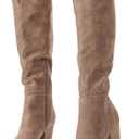Putu Women's Knee High Boots High Heel Western Boots Pointed Toe Tall Boots (8.5, Leather-brown)
