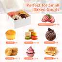 12 Pcs Cookie Boxes with Window, 6x6x3 Inches White Bakery Boxes, Treat Boxes with 50 Pcs Cookie Bags and 12 Pcs Stickers, for Dessert Pastry Chocolate Strawberries Macarons Donut Cupcake