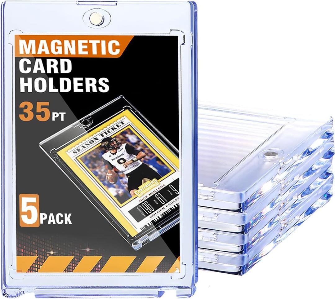 XccMe 50ct Magnetic Card Holder for Trading Cards,35pt One Touch Card Holder,UV Protectors Hard Plastic,Display Card Case,Baseball Cards Holder for Sports,Football,Game,MTG (50PACK)