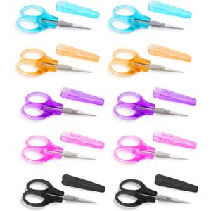 10 Pcs Small Scissors All Purpose, Stainless Steel Sharp Mini Detail Craft Scissors with Protective Cover for Embroidery, Paper Cutting, Sewing, Knitting, Crafting, 3.5"