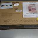 Pink Wooden Play Kitchen with Realistic Features & Accessories, Pretend Cooking Toy for Kids 3+, Ideal Gift for Toddler Boy and Girls, 33.9 x 12.1 x 16.4 inches