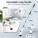 TUYU Electric Spin Scrubber, Full-Body IPX7 Waterproof Bathroom Scrubber with Power LCD Display, 8 Replacement Head, Adjustable Extension Handle, Cordless Shower Cleaner Brush for Bathtub Cleaning