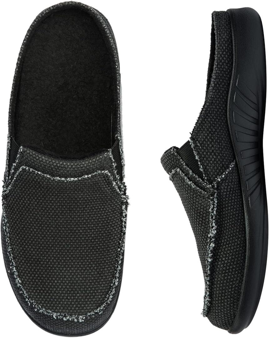 Womens Wide Slippers with Arch Support - Plantar Fasciitis Pain Relief - Orthopedic House Shoes for Diabetic Bunions (9.5, Black/Black)