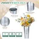 6 Pcs Galvanized Bucket Flower Bar, 10 Inch Flower Bucket and Metal Vase with Handles, Flower Bar Supplies and Buckets Farmhouse Vases for Wedding and Cut Flower,Balcony Garden (Silver)