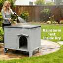 Insulated Outdoor Indoor Dog House Plastic Weatherproof Elevated Dog Shelter, Easy Assemble, Expansive Interior Grey 26.7" D * 26.7" W * 21.4" H
