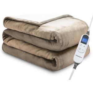 Electric Blanket Twin 62"x84" Heated Electric Blankets 10 Heating Levels 12 Time Settings 8 Hours Auto Off Fast Heating and Overheat Protection ETL Certified Machine Washable,Light Brown
