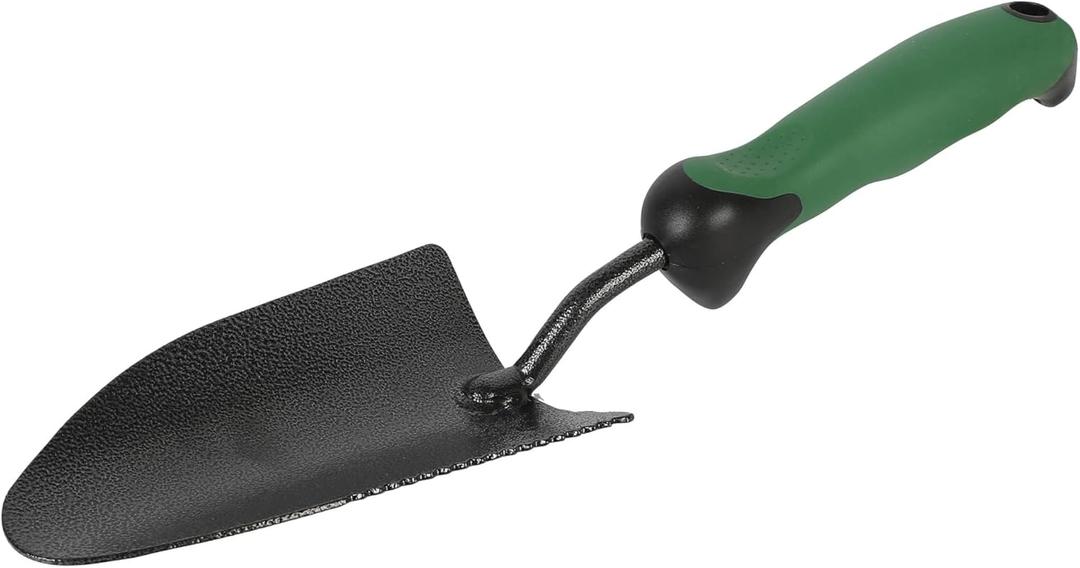 Green Steel Hand Trowel, 3.3 Inch Garden Trowel with Ergonomic Non-Slip Rubber Grip, Heavy Duty Transplanter Weeding Digging Tool for Planting, Gardening, Farm, Lawn Soil