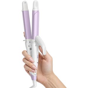 Europe Travel Curling Iron Mini: Dual Voltage Curling Iron for Traveling - Mini Travel Curling Irons 1 Inch with US Plug,Purple 390℉ for Fine/Damaged Short Hair